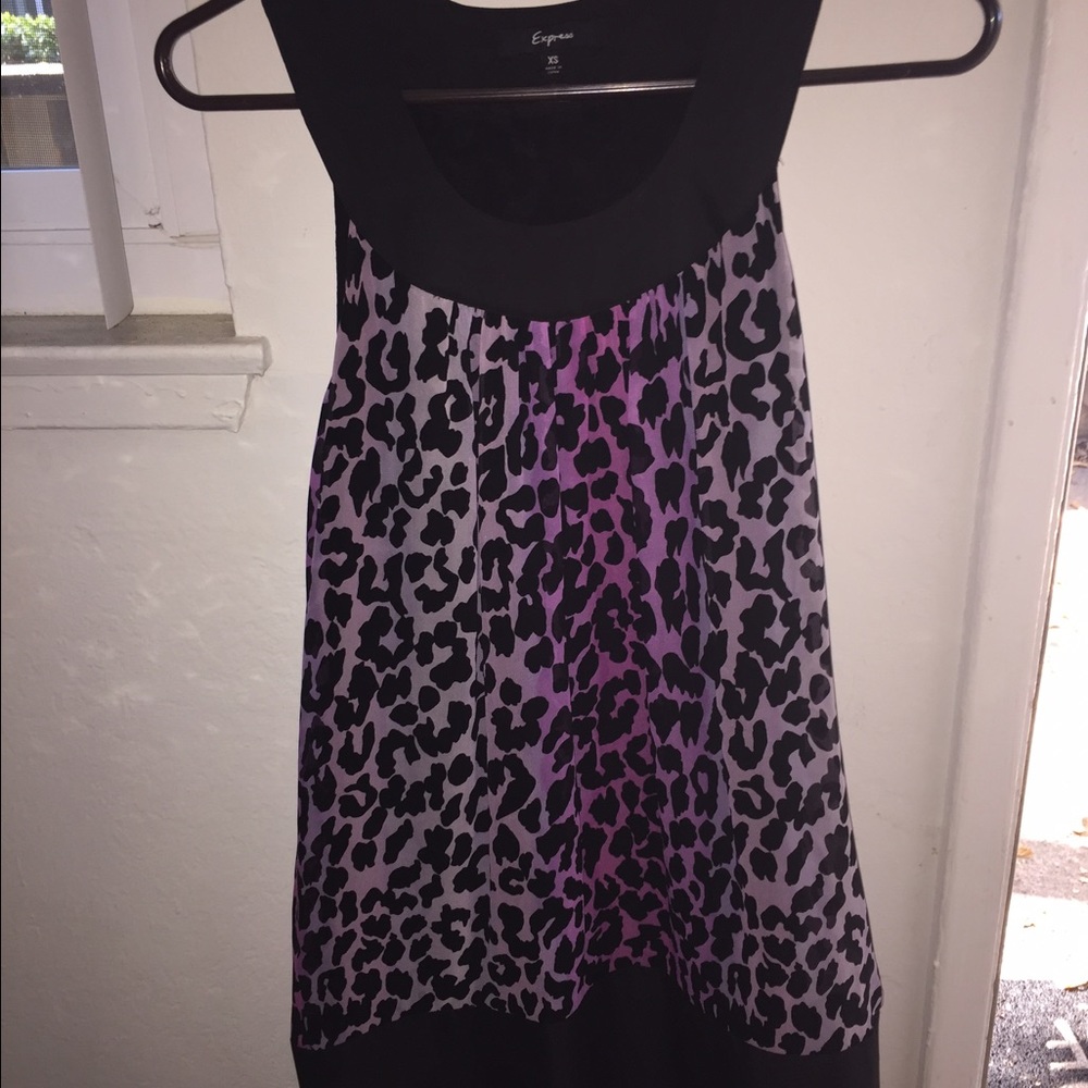 Express pink purple cheetah leopard print dress XS NWOT